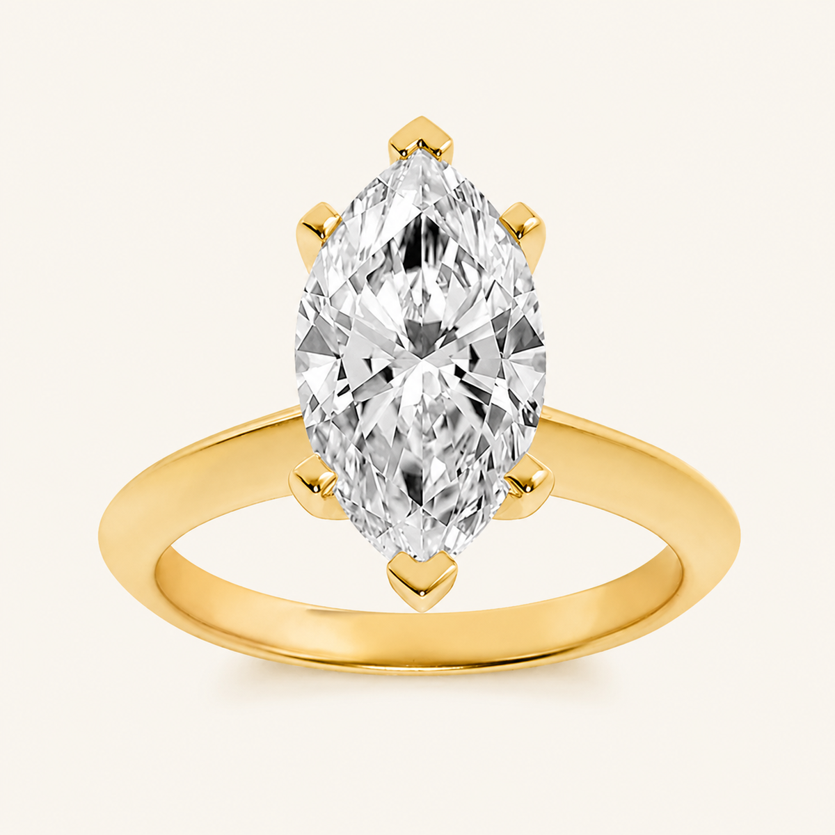 1 CT Marquise Cut Lab Grown Diamond Knife Edge Shank Solitaire Engagement Ring