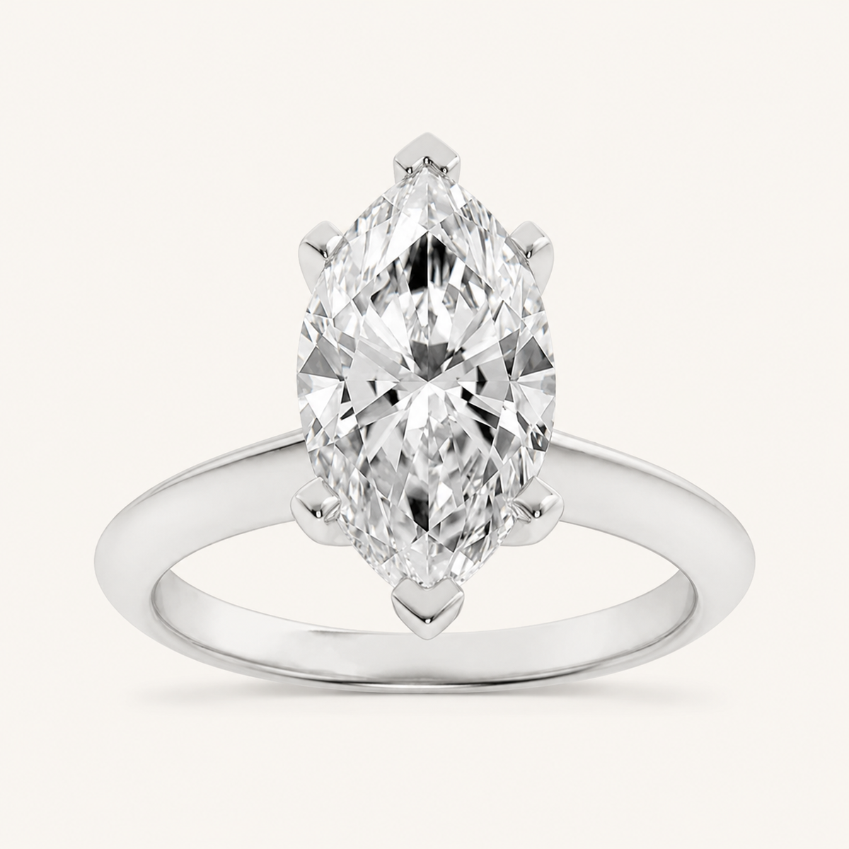 1 CT Marquise Cut Lab Grown Diamond Knife Edge Shank Solitaire Engagement Ring