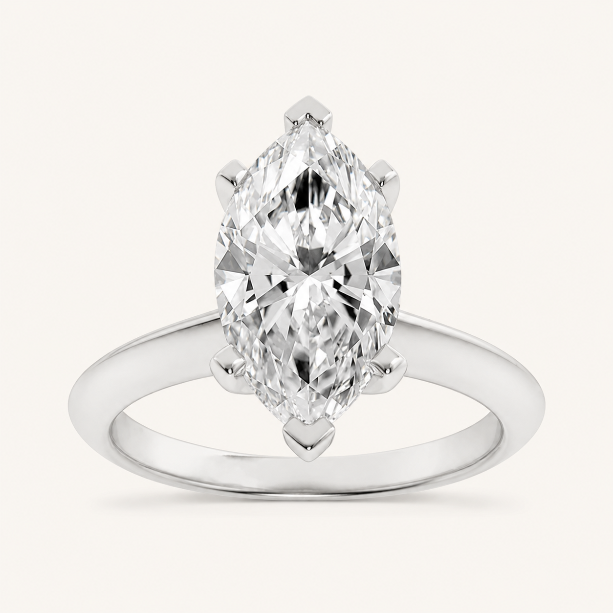1 CT Marquise Cut Lab Grown Diamond Knife Edge Shank Solitaire Engagement Ring