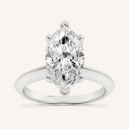 1 CT Marquise Cut Lab Grown Diamond Knife Edge Shank Solitaire Engagement Ring