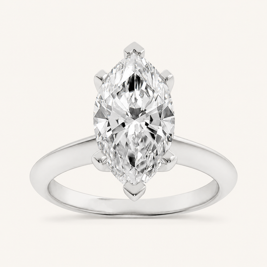 1 CT Marquise Cut Lab Grown Diamond Knife Edge Shank Solitaire Engagement Ring