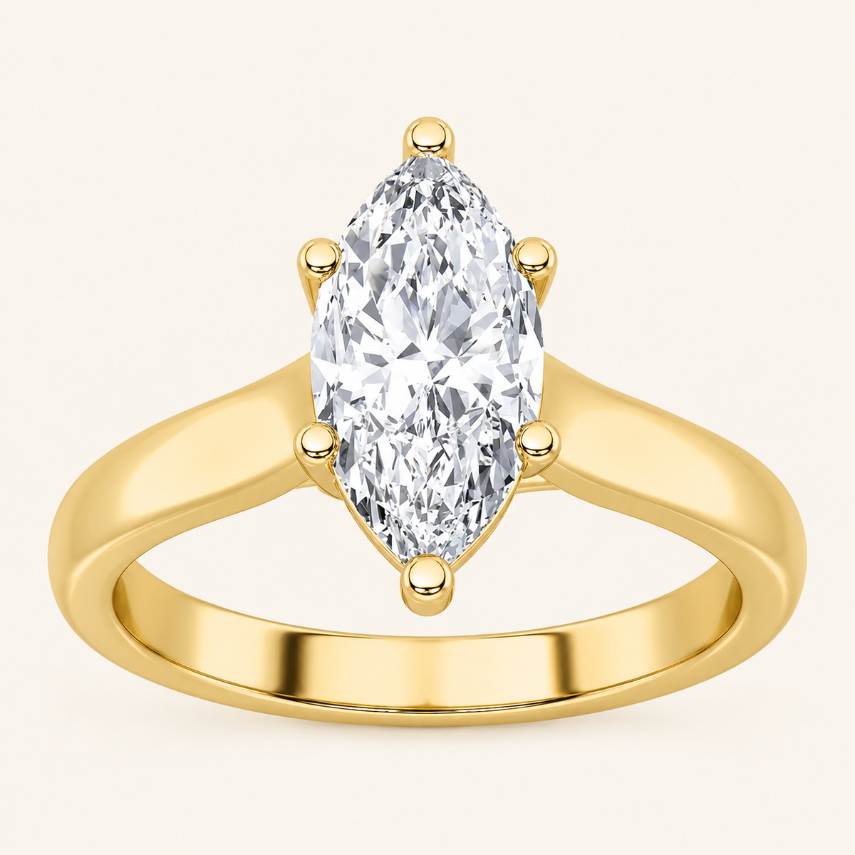 2CT Marquise Cut Lab Grown Diamond Plain Cathedral Trellis Shank Solitaire Engagement Ring