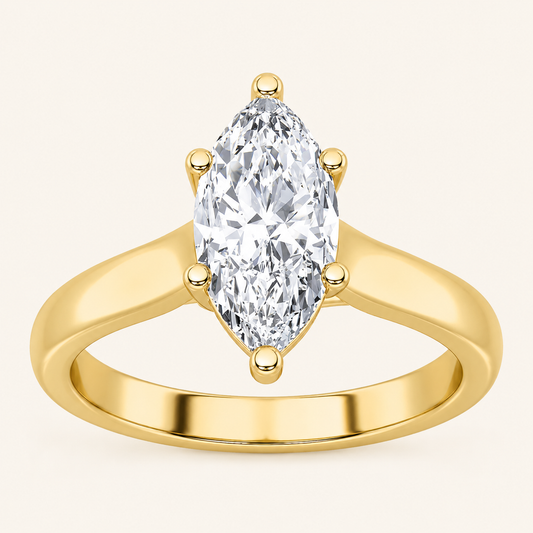 2CT Marquise Cut Lab Grown Diamond Plain Cathedral Trellis Shank Solitaire Engagement Ring