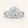2.00 CT Round Cut Lab Grown Diamond Split Shank Halo Accented Engagement Ring