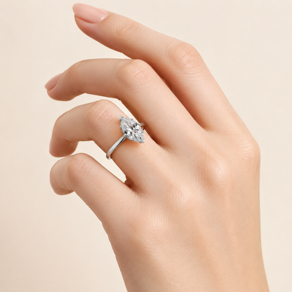 3CT Marquise Cut Lab Grown Diamond Solitaire Engagement Ring