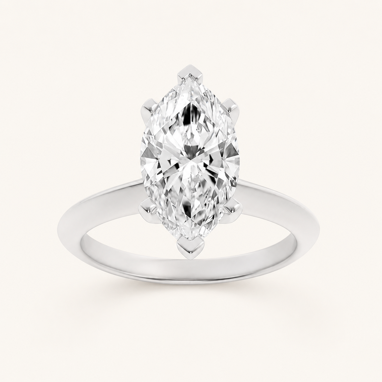 2.5CT Marquise Cut Lab Grown Diamond Knife Edge Shank Solitaire Engagement Ring