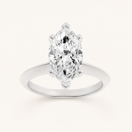 1.5CT Marquise Cut Lab Grown Diamond Knife Edge Shank Solitaire Engagement Ring