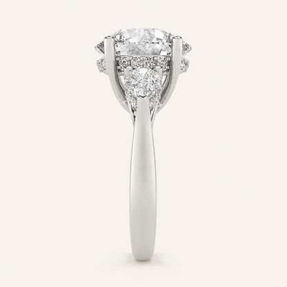 7.25 CT Round Cut Lab Grown Diamond Bold Accented Engagement Ring