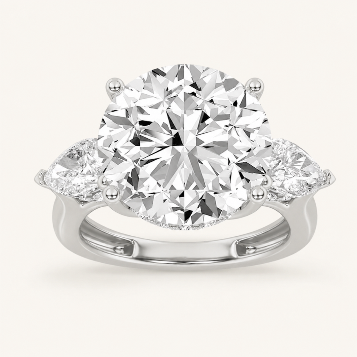 7.25 CT Round Cut Lab Grown Diamond Bold Accented Engagement Ring