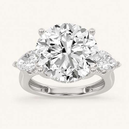 7.25 CT Round Cut Lab Grown Diamond Bold Accented Engagement Ring