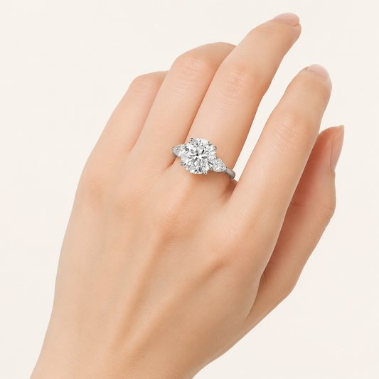 7.25 CT Round Cut Lab Grown Diamond Bold Accented Engagement Ring