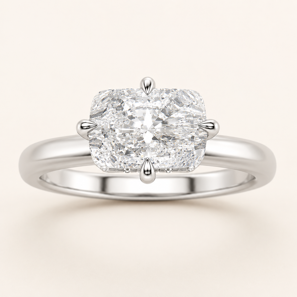 1.5CT Elongated Cushion Cut Lab Grown Diamond East West Solitaire Ring