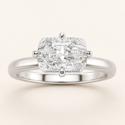 1.5CT Elongated Cushion Cut Lab Grown Diamond East West Solitaire Ring