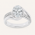 3.50 CT Oval Cut Lab Grown Diamond Swirl Shank Accented Engagement Ring