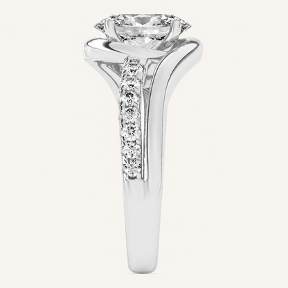 3.50 CT Oval Cut Lab Grown Diamond Swirl Shank Accented Engagement Ring