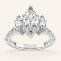 4.00 CT Marquise Cut Lab Grown Diamond Three Stone Accented Engagement Ring
