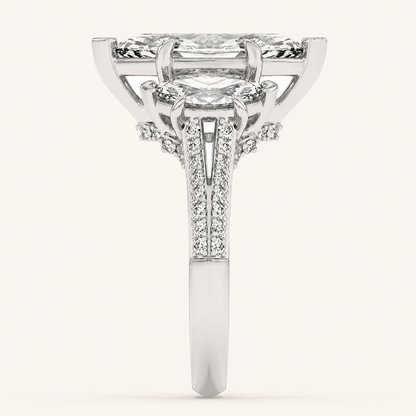 4.00 CT Marquise Cut Lab Grown Diamond Three Stone Accented Engagement Ring