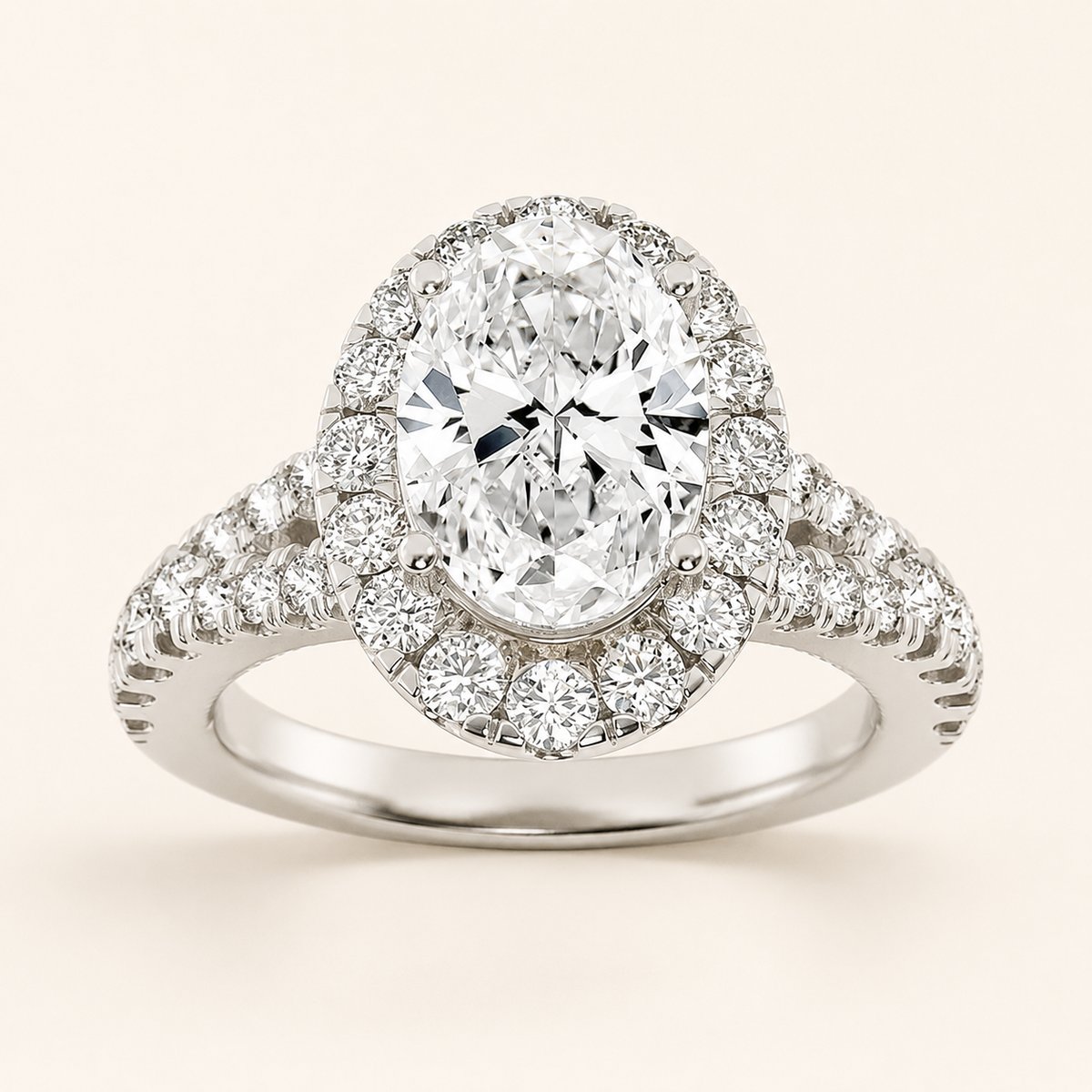 2.5CT Oval Cut Lab Grown Diamond Engagement Ring