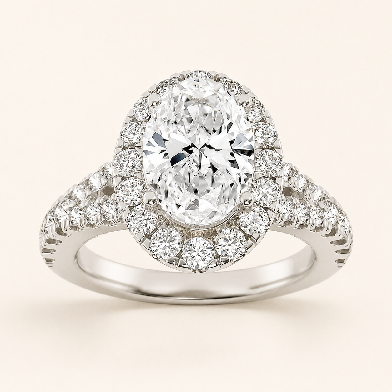 2.5CT Oval Cut Lab Grown Diamond Engagement Ring