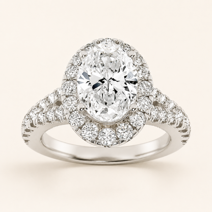 2.5CT Oval Cut Lab Grown Diamond Engagement Ring