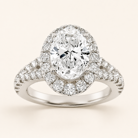 2.5CT Oval Cut Lab Grown Diamond Engagement Ring