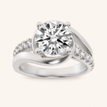 2.00 CT Round Cut Lab Grown Diamond Swirl Shank Accented Engagement Ring