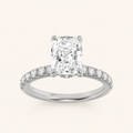 2CT Elongated Cushion Cut Lab Grown Diamond Side Stone Ring