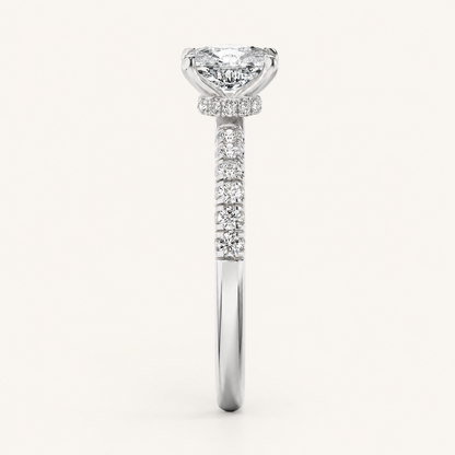 2CT Elongated Cushion Cut Lab Grown Diamond Side Stone Ring