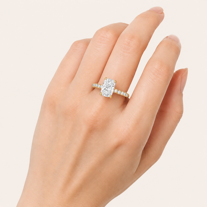 3.00 CT Elongated Cushion Cut Lab Grown Diamond Classic Accented Solitaire Engagement Ring
