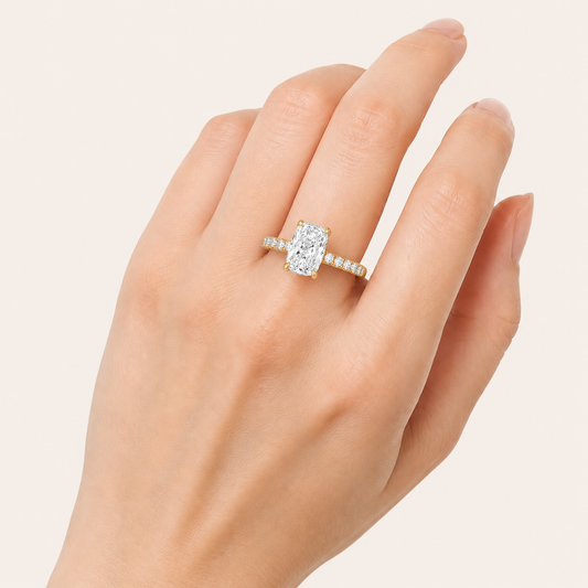 3.00 CT Elongated Cushion Cut Lab Grown Diamond Classic Accented Solitaire Engagement Ring