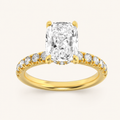 3.00 CT Elongated Cushion Cut Lab Grown Diamond Classic Accented Solitaire Engagement Ring