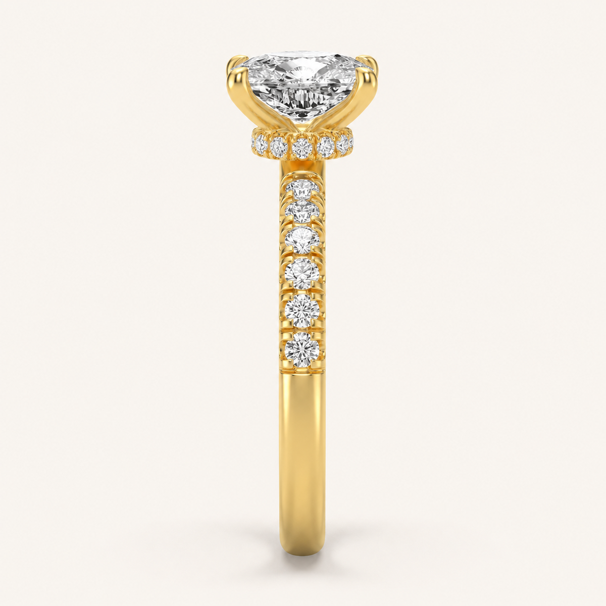 3.00 CT Elongated Cushion Cut Lab Grown Diamond Classic Accented Solitaire Engagement Ring