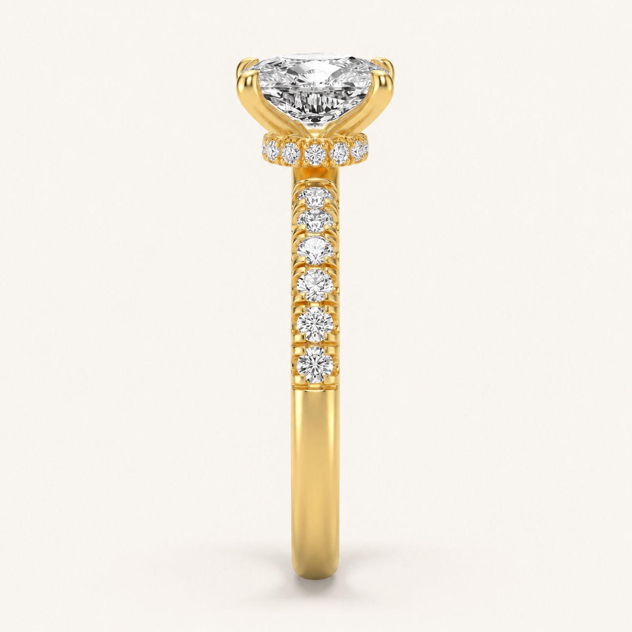 3.00 CT Elongated Cushion Cut Lab Grown Diamond Classic Accented Solitaire Engagement Ring