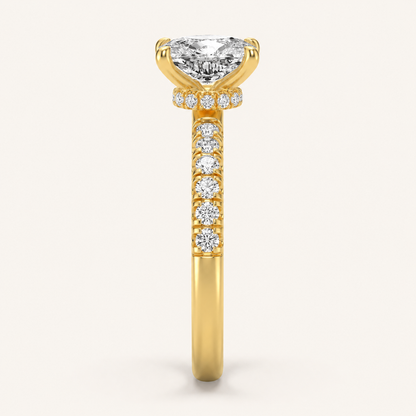 3.00 CT Elongated Cushion Cut Lab Grown Diamond Classic Accented Solitaire Engagement Ring