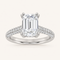 3.00 CT Emerald Cut Lab Grown Diamond Triple Row Accented Engagement Ring
