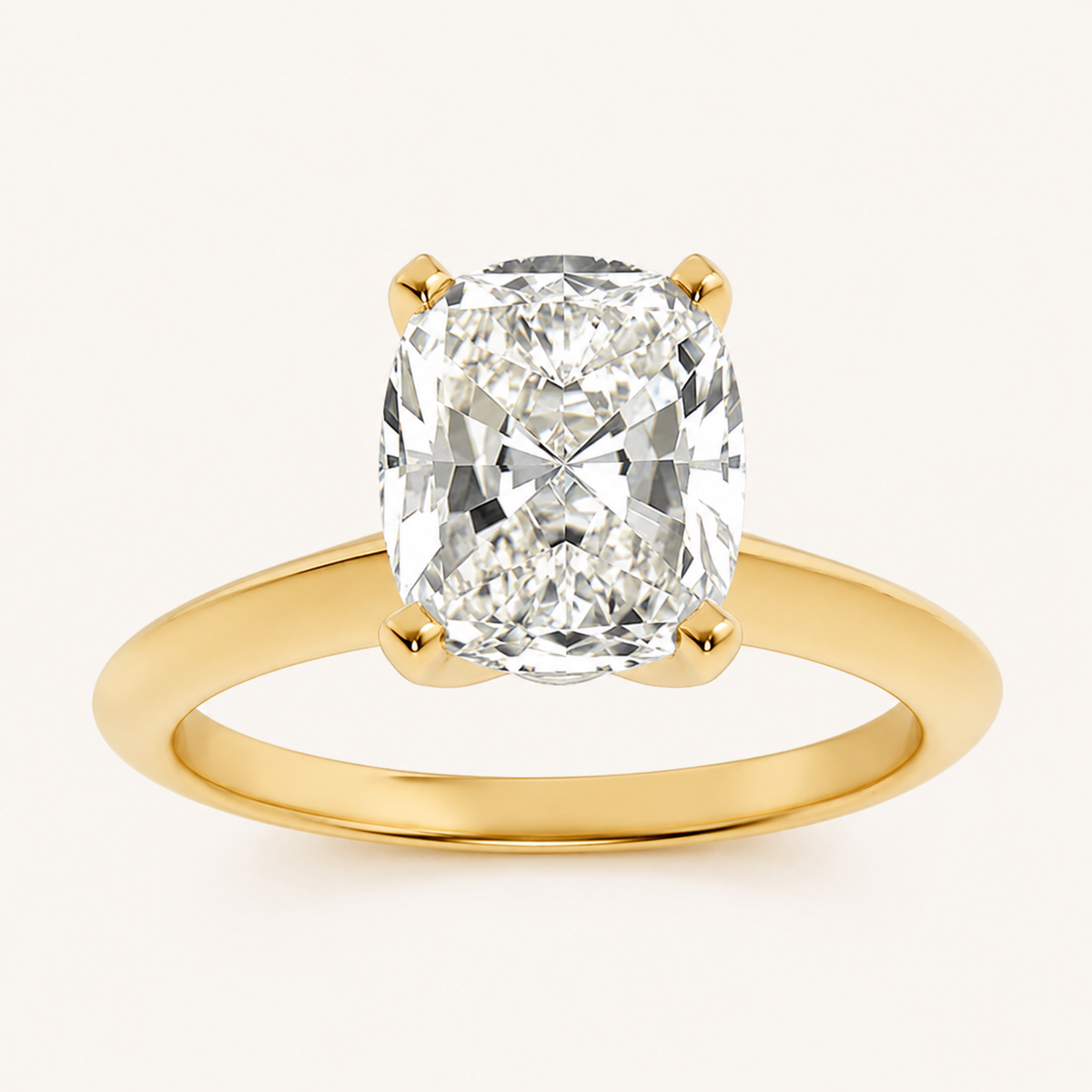 1 CT Elongated Cushion Cut Lab Grown Diamond Knife Edge Shank Solitaire Engagement Ring