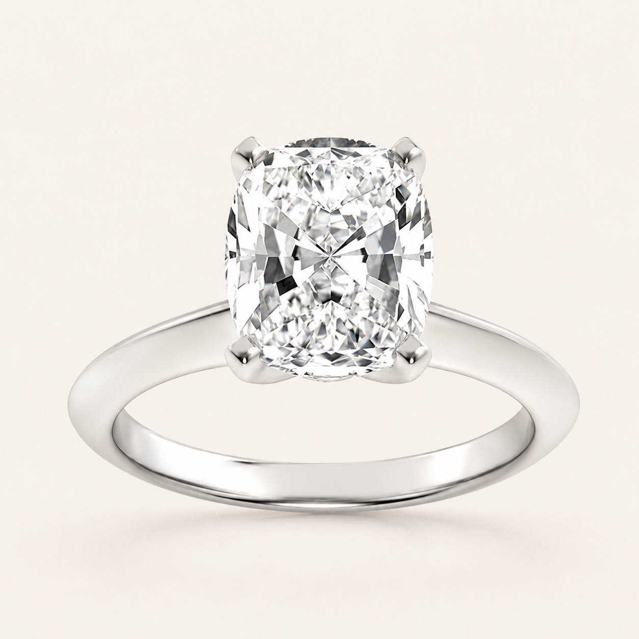 1 CT Elongated Cushion Cut Lab Grown Diamond Knife Edge Shank Solitaire Engagement Ring