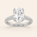 3.00 CT Oval Cut Lab Grown Diamond Triple Row Accented Engagement Ring