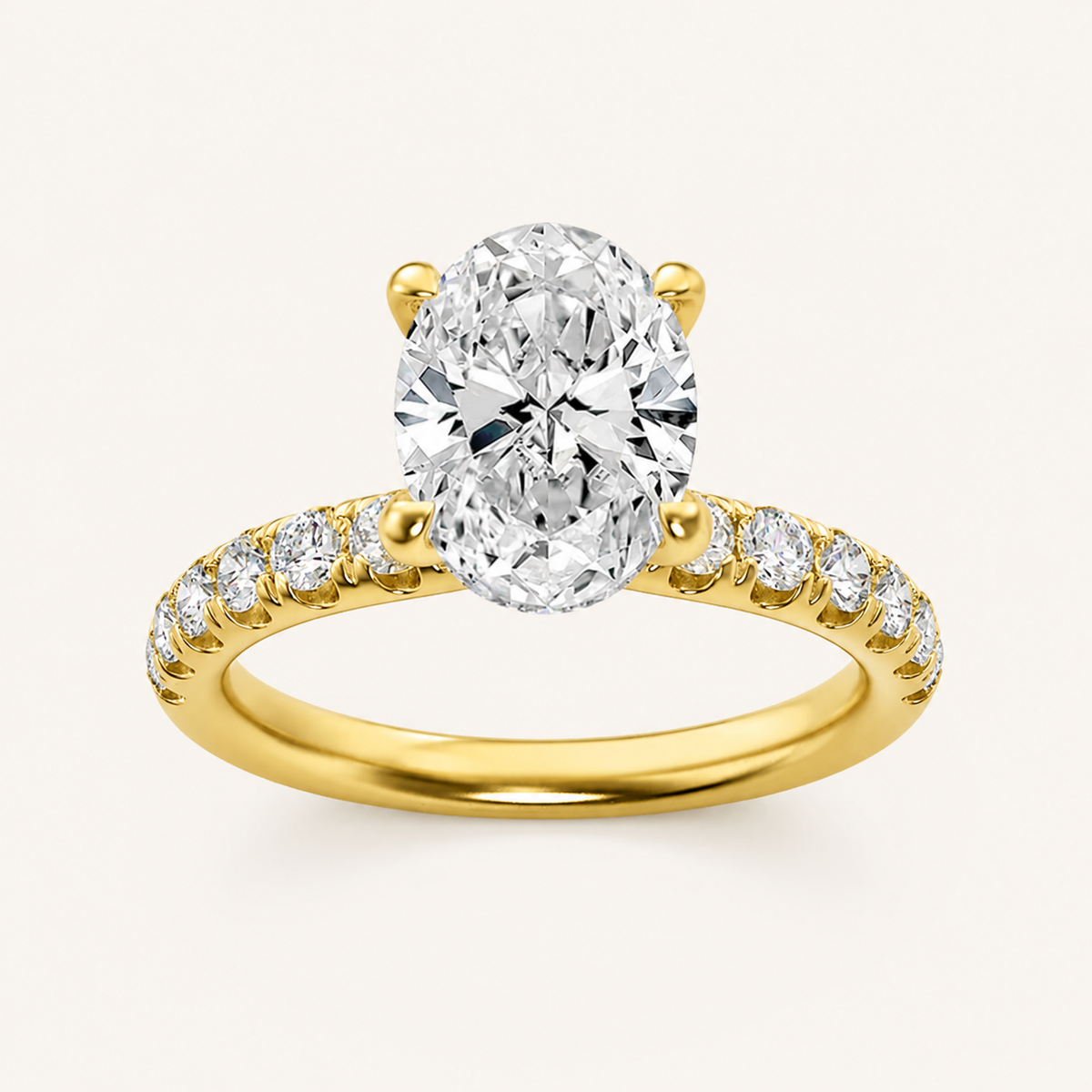 2CT Oval Cut Lab Grown Diamond Halo Accented Ring