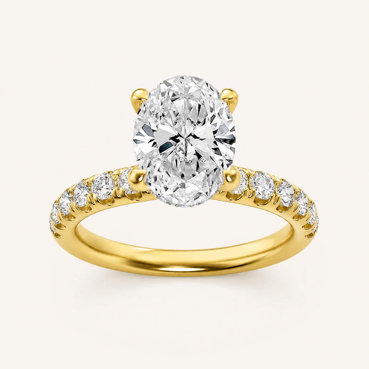 2CT Oval Cut Lab Grown Diamond Halo Accented Ring