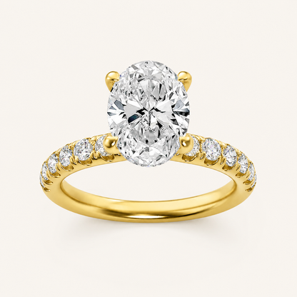 2CT Oval Cut Lab Grown Diamond Halo Accented Ring