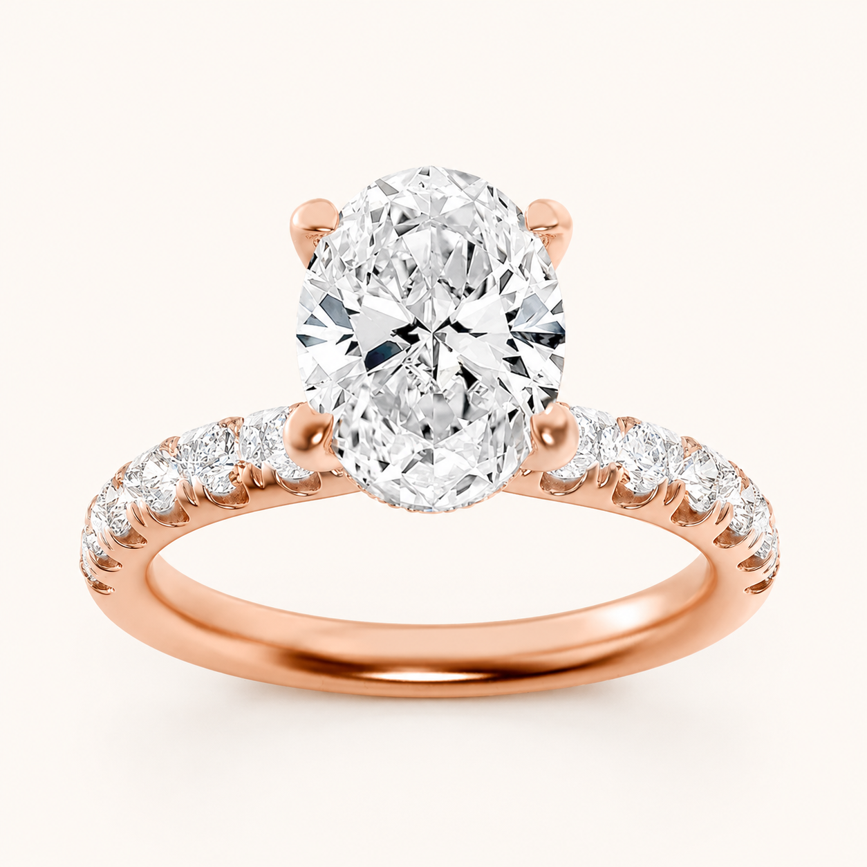 2CT Oval Cut Lab Grown Diamond Halo Accented Ring