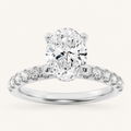 2CT Oval Cut Lab Grown Diamond Halo Accented Ring