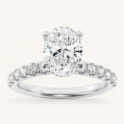 2CT Oval Cut Lab Grown Diamond Halo Accented Ring