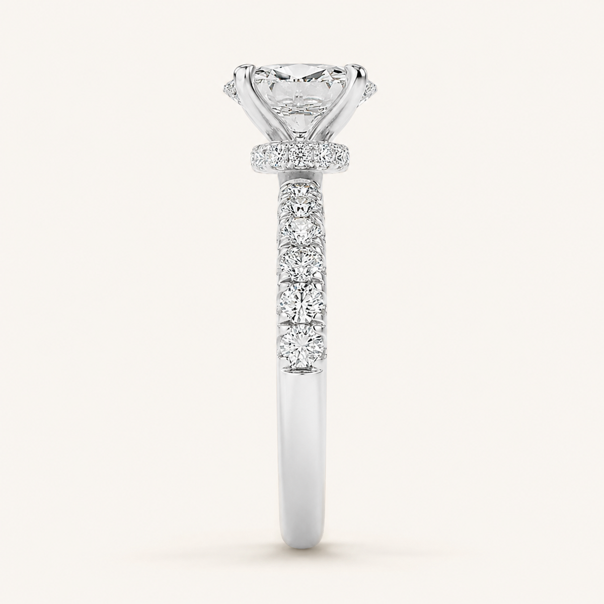 2CT Oval Cut Lab Grown Diamond Halo Accented Ring