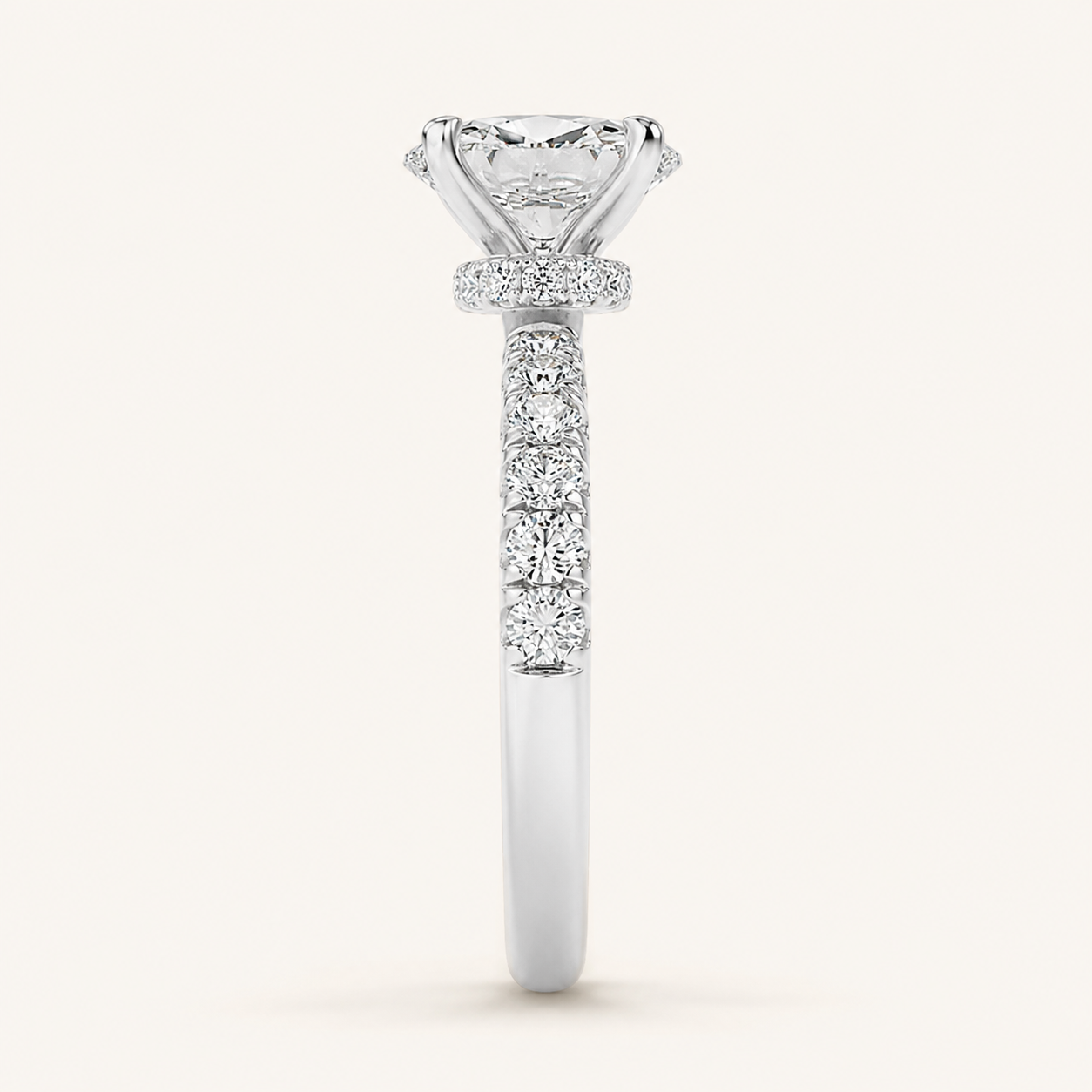 2CT Oval Cut Lab Grown Diamond Halo Accented Ring