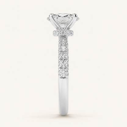 2CT Oval Cut Lab Grown Diamond Halo Accented Ring