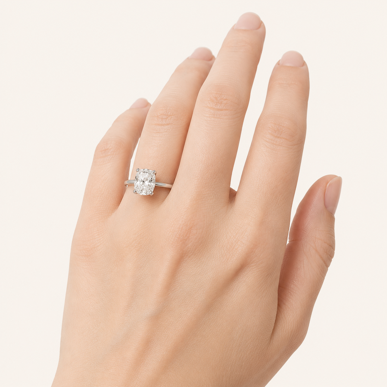1.5CT Elongated Cushion Cut Lab Grown Diamond Knife Edge Shank Solitaire Engagement Ring