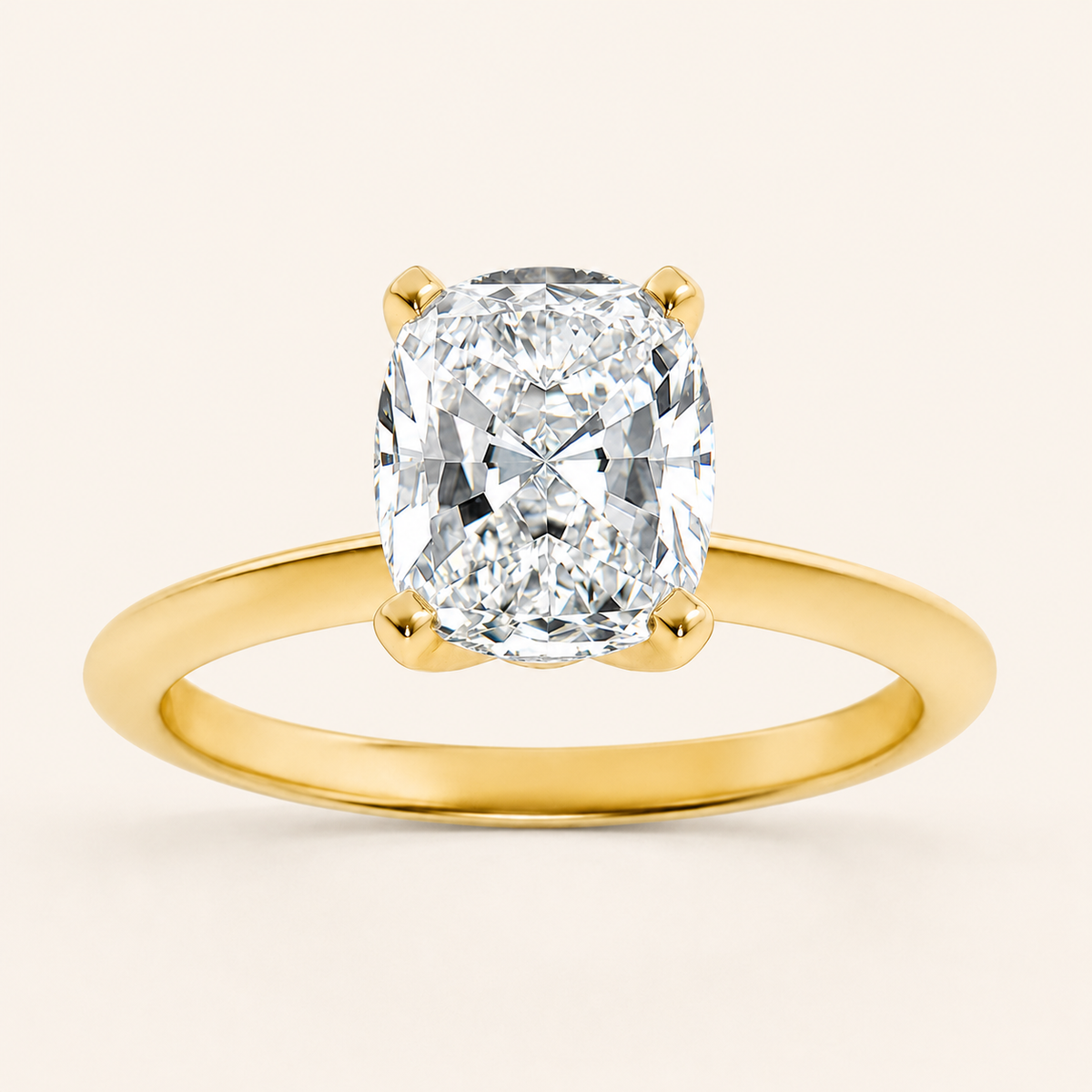 1.5CT Elongated Cushion Cut Lab Grown Diamond Knife Edge Shank Solitaire Engagement Ring