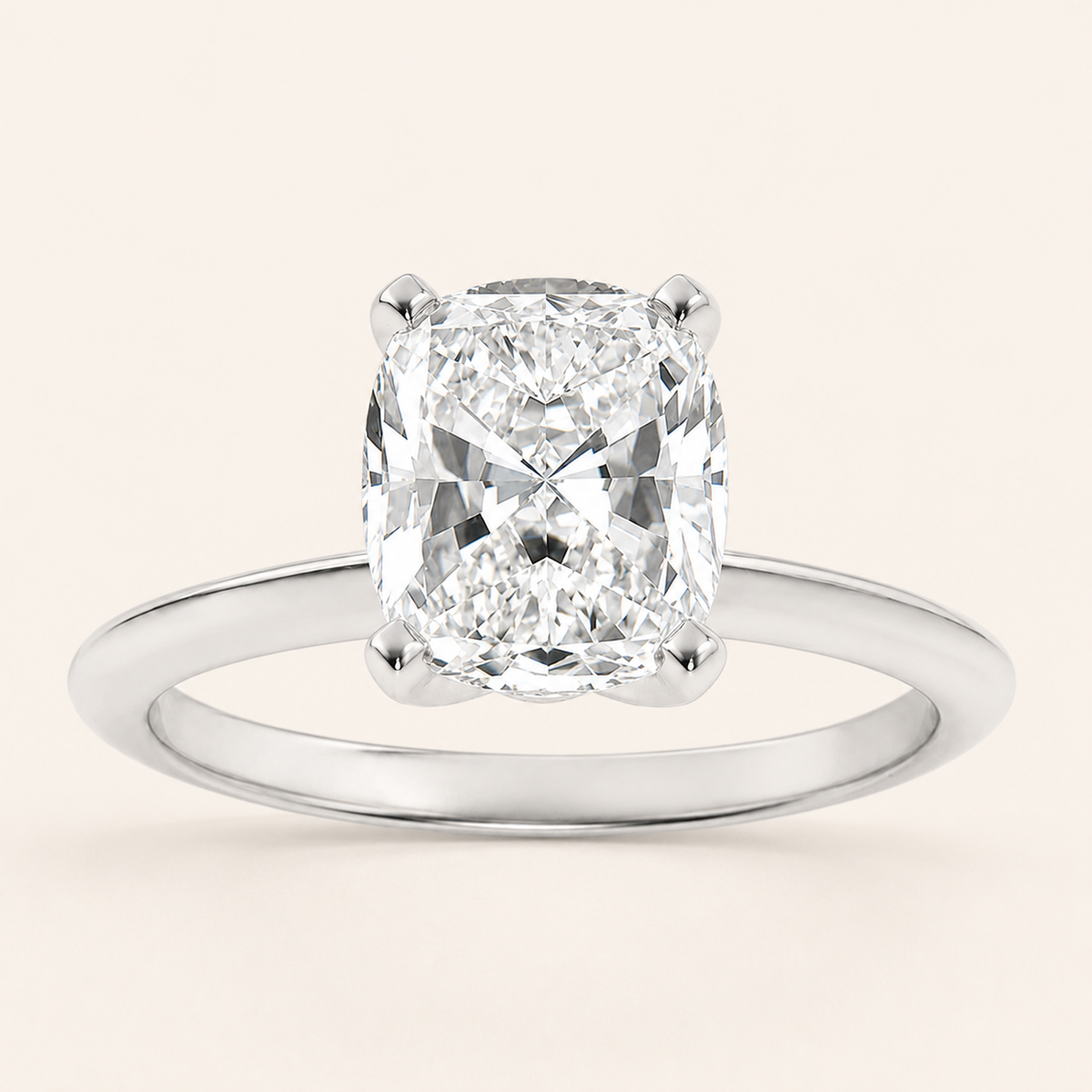 1.5CT Elongated Cushion Cut Lab Grown Diamond Knife Edge Shank Solitaire Engagement Ring